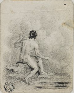 Sittende mann naken av Unknown artist