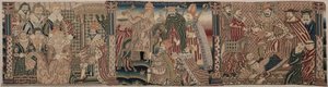 Del av en brodert frise: Ahasverus og Esther, Paven Chiding the Emperor, Henry VIII tråkker på pavens nakke av Unknown artist