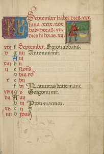 September Kalenderside; Druehøsting av Unknown artist