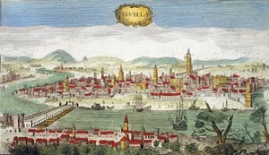 Sevilla - Utsikt over Sevilla - Spania 1700-tallet - av Unknown artist