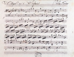 Noterside for førstefiolinen i symfoni nr. 7, av Mozart av Unknown artist