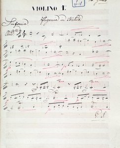 Noter for den første fiolinen til Iphigenie en Aulide, opera av C. W. Gluck, ca. 1774 av Unknown artist