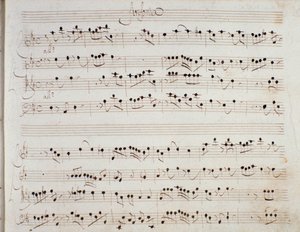 Noterside for operaen Mithridate av Giuseppe Aldrovandini (1706) av Unknown artist