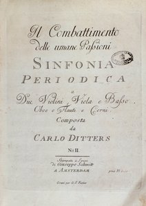 Noter til Periodic Symphony (The Combat of Human Passions) av Karl Ditters von Dittersdorf av Unknown artist