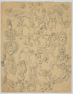 Ark med putti og studier etter antikken av Unknown artist