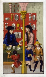Butikk av gullsmed på 1400-tallet - Repro av 1800-tallet etter gammel dok. av Unknown artist
