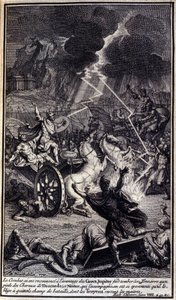 Siden kampen hadde begynt igjen hadde fordelen av grekerne, slapp Jupiter tordenen ved føttene til hestene til Diomedes; og Nestor, som fulgte ham, var så skremmende at han tvang ham til å forlate slagmarken, som trojanerne var igjen av. av Unknown artist