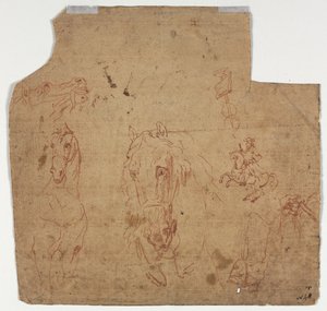 Skisser av hester og ryttere (recto) av Unknown artist