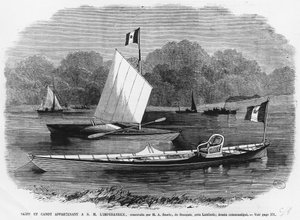 Skiff og kano ved siden av imperatrisen, bygget av M.A. Searle de Stangate, nær Lambeth - gravering av Unknown artist