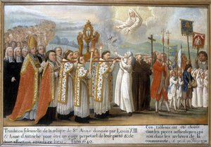 Høytidelig oversettelse av relikvien fra Saint Anne gitt av Louis XIII og Anne av Østerrike som et evig løfte om deres fromhet og hengivenhet til dette stedet, i år 1640 - Ex-Voto of Sainte-Anne d