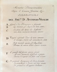 Sonet i begynnelsen av våren (La primavera) konsert i The trial of harmony and oppfinnelse av Antonio Vivaldi av Unknown artist