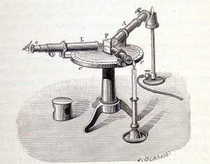Spectroscope Bunsen and Kirchoff - i ""Physique populaire"" av Emile Desbeaux, Flammarion av Unknown artist