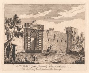 St. John's Gate tidligere Caelmontana, The Entrance from the Antient latin Causeway av Unknown artist