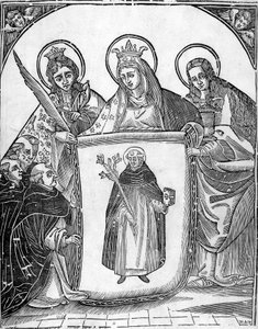 St. Thomas Aquinas omgitt av helgener. av Unknown artist