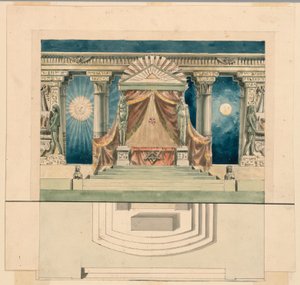Scenedesign, alter i egyptisk tempel av Unknown artist