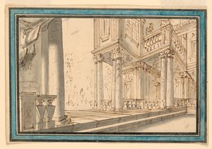 Scenedesign: Atrium av en villa av Unknown artist