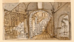 Scenedesign, Kirkens interiør av Unknown artist