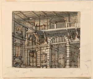 Scenedesign, interiør i fengselsretten av Unknown artist
