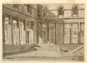 Scenedesign, Palace Court med trapper av Unknown artist