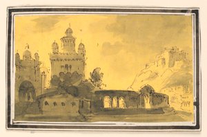 Scenedesign, By i landskap av Unknown artist