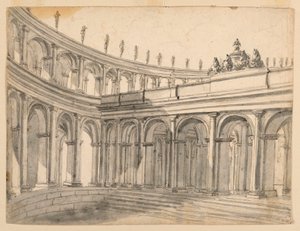 Scenedesign av et atrium av Unknown artist