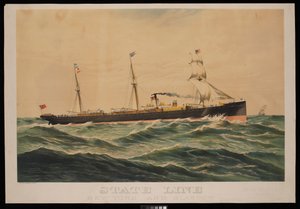 State Line New York og Glasgow, Austin Baldwin amp; Co General Agents New York (kromolitografi) av Unknown artist