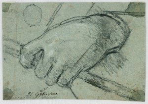 Studie: En venstre hånd som bærer en pinne av Unknown artist
