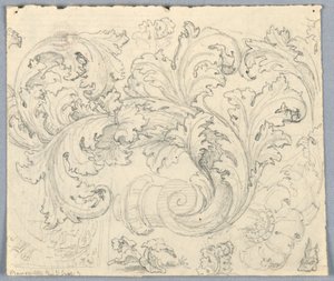 Studie for Curling Acanthus Ornament av Unknown artist