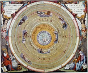 System av Ptolemaios verden - fra ap. "Harmonia Macrocosmica"" av André Cellarius av Unknown artist