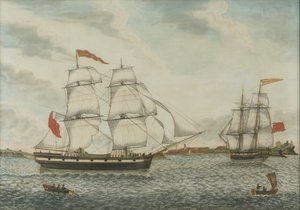 TG William Broderick ved Tynes munning (akvarell og blekk på papir) av Unknown artist