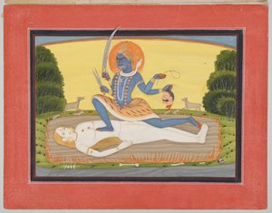 Tantric Devi på Shiva, fra en Mandi Devi-serie av Unknown artist