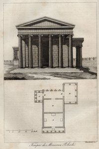 Temple of Athena Polias - Akropolis Athen - (Ancient Temple of Athena) - gravering fra "" skikker og tradisjoner til alle folkeslag i universet. Det er historien om regjeringen, lovene, militsen, om religionen til alle nasjoner fra de fjerneste tider og op av Unknown artist