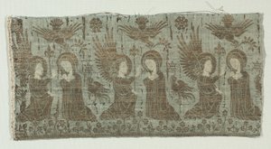 Tekstilfragment med bebudelsen av Unknown artist