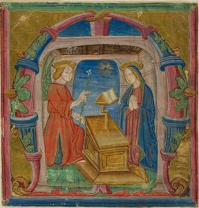 Bebudelsen i en historisert initial quot;Mquot; fra et antifonar av Unknown artist