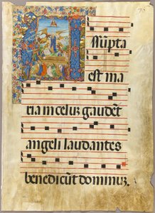 Jomfru Marias himmelfart i en historisert initial fra en gradvis av Unknown artist
