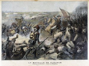 Slaget ved Fleurus (Belgia 1794) ifølge maleriet av Mauzaisse (Musee de Versailles). Illustrasjon av "Little Jourbal" fra 1892. av Unknown artist