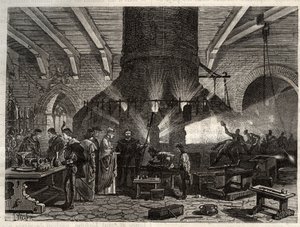 Dogen av Venezia besøker glassverket i Murano - Dogen fra Venezia besøker glassverket i Murano - gravering i 