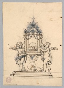 Forhøyningen av et relikvieskrin av en hodeskalle av Unknown artist