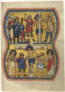 Piskingen og korsfestelsen, fra et salmebok av Unknown artist