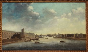 Grande Galerie du Louvre, med Porte Neuve, Pont-Neuf, Cité, Tour de Nesle og Quai Malaquais, rundt 1640, mellom 1635 og 1645 (olje på lerret) av Unknown artist