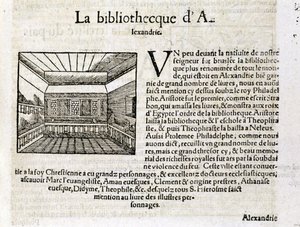 Biblioteket i Alexandria - i "" Universal Cosmography "" av Unknown artist