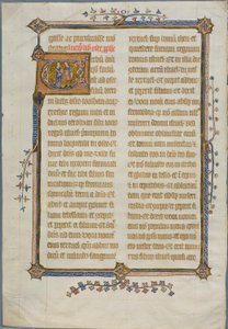 Ekteskapet mellom Hosea og Gomer i en historisert initial «V» fra en bibel av Unknown artist
