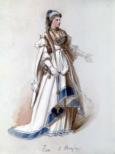 The Master Singers of Nuremberg (Die Meistersinger von Nürnberg), opera skapt av Richard Wagner: Evas kostyme for første forestilling. Wagner-museet Bayreuth.