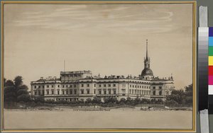 Michael Palace i St. Petersburg - Anonym. Penn, pensel, blekk på papir av Unknown artist