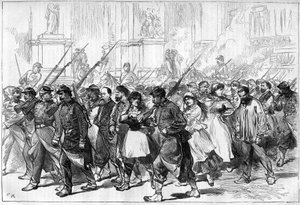 Paris-kommunen i 1871. Konvoi av Federes (communards) tatt til fange, passerer gjennom Place de l