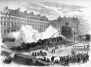 Pariskommunen i 1871. Riving av Vendome-søylen av federes (communards) 12. april av Unknown artist