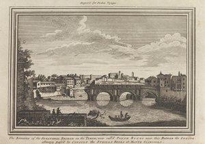 Restene av Senatorbroen på Tyber; nå ringte Ponte Rotto over denne broen Senatet alle måter passerte for å konsultere Sybills Books på Monte Gianiculo av Unknown artist