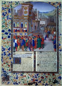 Romerne forbereder setet til Veies i 396 f.Kr. Miniatyr fra "" Histoire romaine" (Ad urbe condita) av Tite Live (59 f.Kr.-17 e.Kr.) (Titus Livius), oversatt av Pierre Bessuire 1450-1500 Paris, BN av Unknown artist