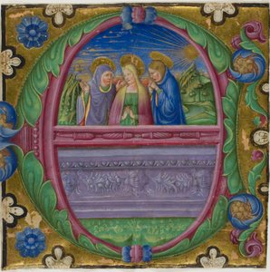 De tre Mariaene ved graven i en historisert initial quot;Equot; fra en korbok av Unknown artist