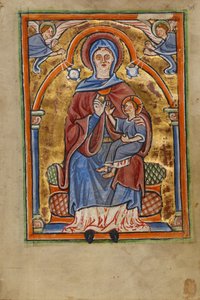 Jomfru Maria og barnet på tronen av Unknown artist